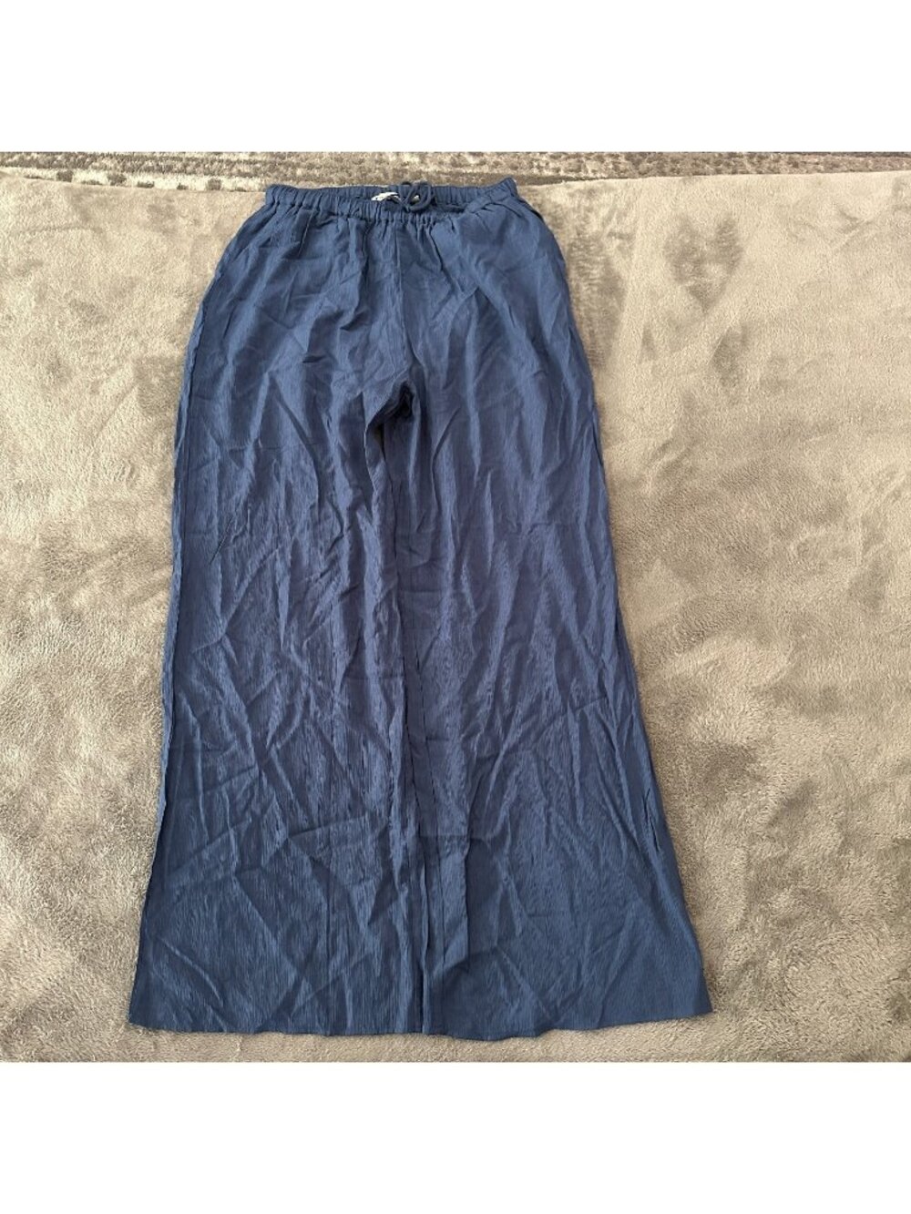 American Tall Blue Pull On Wide Leg Pants Trousers Women's Large Long